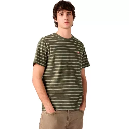 Levi'S Camiseta para Hombre SS Original Housemark tee Logo Core Chesthit, MAX Stripe Rosin