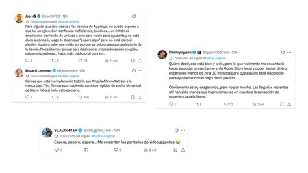 Algunas de las respuestas al post en X de Mark Gurman con la noticia