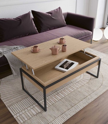 Mesa De Centro Elevable En Madera Y Metal Saray