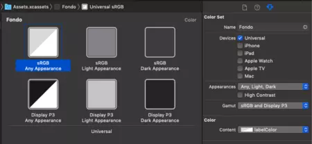 ダークモード用に用意された色の例