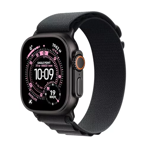 Apple Watch Ultra 3 GPS + Cellular, reloj prémium para running y multideporte con caja de titanio resistente de 49 mm y Correa Loop Alpine negra - Talla M. Monitores avanzados de salud y entreno