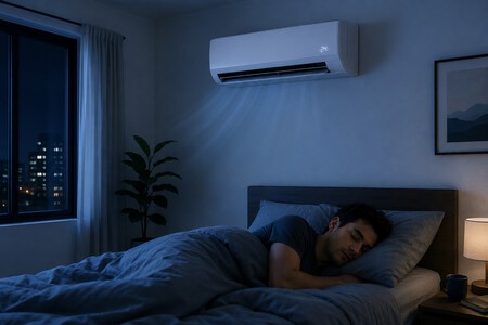 Aire Acondiconado En Un Habitacion Con Alguien Durmiendo