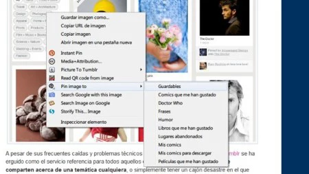 Quick Pinterest: del menú contextual a vuestros tableros