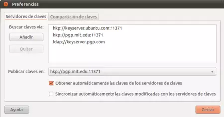 Selección de servidores de llaves GPG