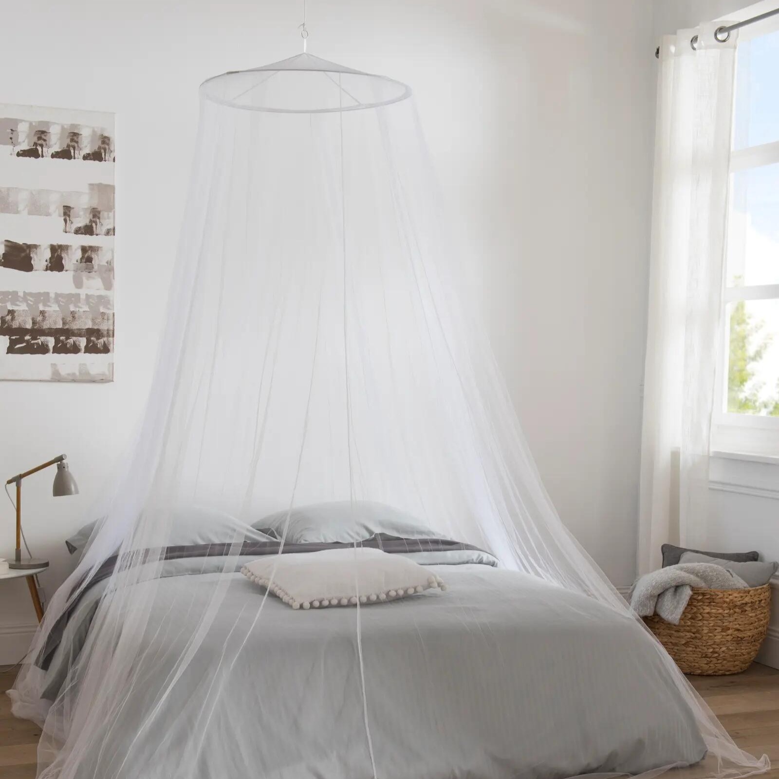 Mosquitera de cama 1200x650cm blanco recortable de tela poliéster transpirable Isoxa