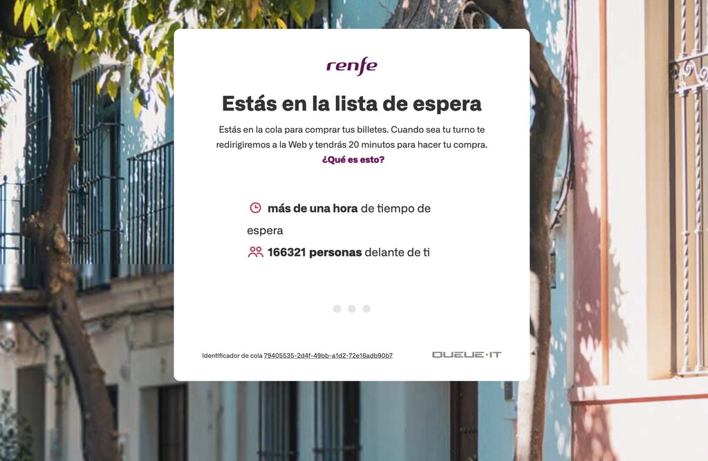 He intentado comprar un billete barato en la web de Renfe. Hay 167.521 personas delante de mí esperando en la cola online 
