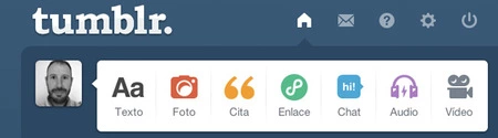 Opciones para publicar en Tumblr