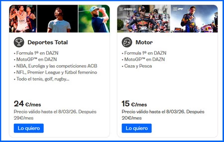 Paquetes Deporte Motor Movistar Plus