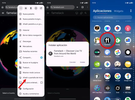 Famelack se instala en el móvil como webapp