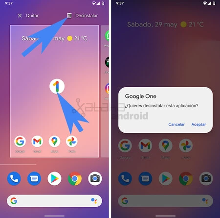 画面ドロワー 1 からアンインストールする