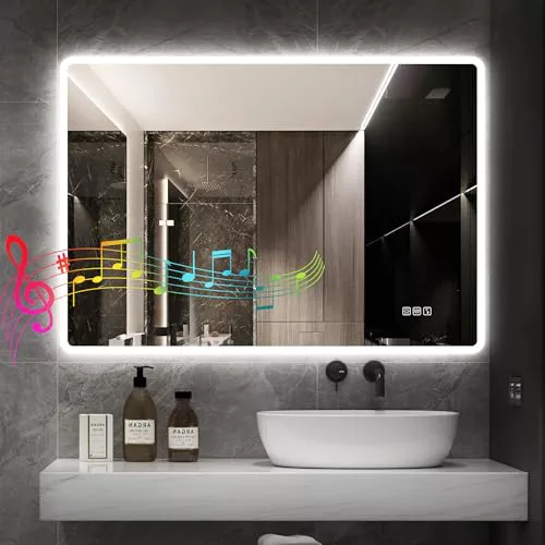 STARLEAD Espejo-Baño-con-Luz 60x80cm con Bluetooth