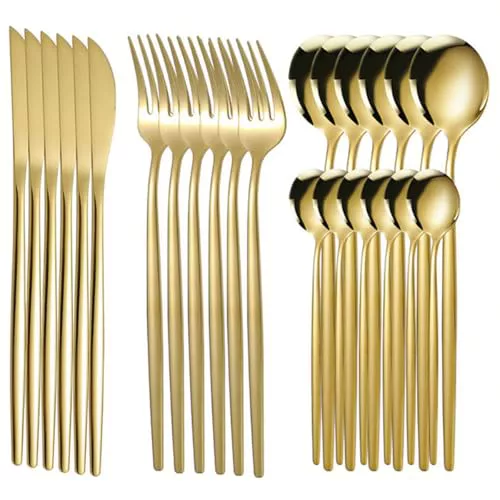 TTSTOIEE cubiertos de acero inoxidable - Juego completo de 24 cubiertos 