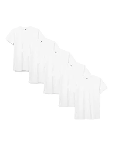 Lower East LE105 Camiseta, Blanco (Paquete de 5), S (Pack de 5) para Hombre