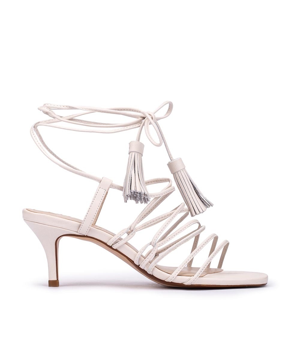 Sandalias de tacón de mujer Martinelli de piel con tiras en color blanco