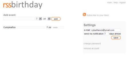 RSS Birthday, creando nuestro feed personal que nos informa de próximos aniversarios