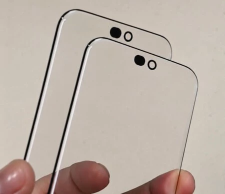 Cristal filtrado con las curvas del iPhone 20 aniversario