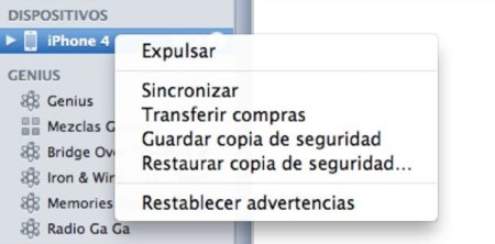 Accede a las opciones de sincronización de los dispositivos iOS