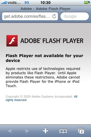 iPhone y FlashPlayer, sutiles mensajes