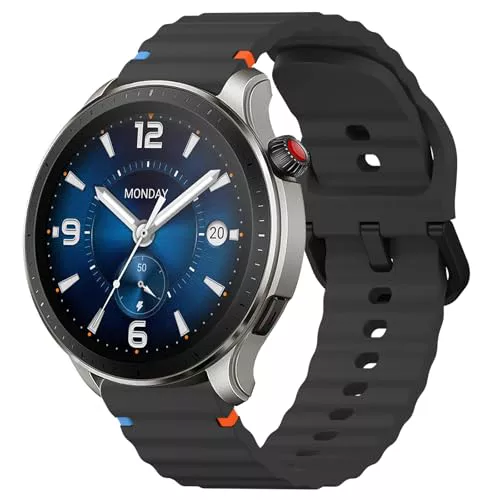 Tobfit Correa para Amazfit GTR 3 / GTR 4 / GTR 3 Pro/GTR 2 / Balance para Mujer Hombre, Correas de Silicona Ondulada, Pulseras de Repuesto Deporte Impermeable para Amazfit GTR 47mm, Negro