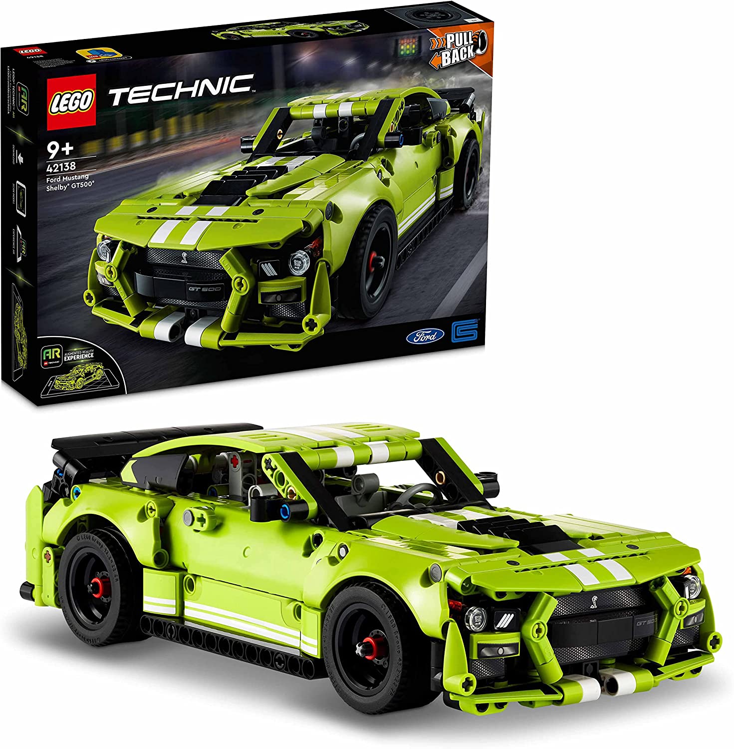 LEGO 42138 Technic Ford Mustang Shelby GT500, Maqueta de Coche de Juguete, Set para niños con App de Realidad Aumentada