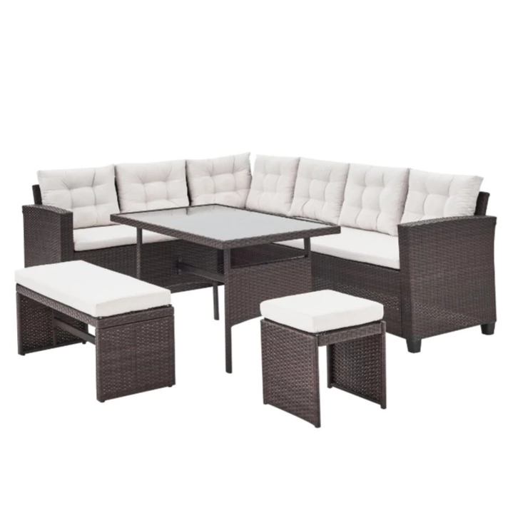 Set de porche de jardín esquinero Ontario para 9 comensales
