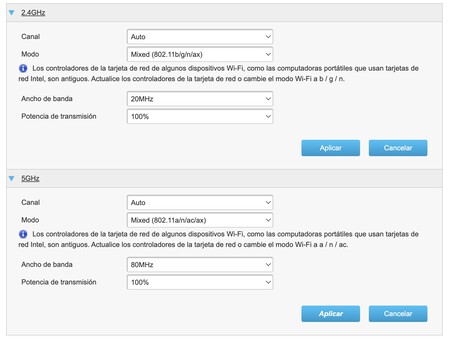 Canales en la red WiFi