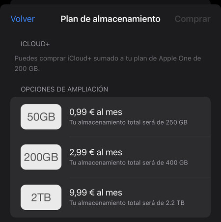 Planes Espacio Icloud