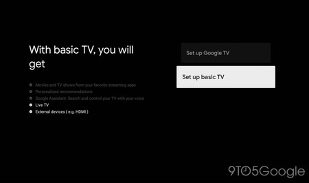 Google TV permitirá elegir el modo Basic TV al configurar el televisor para que nuestras teles vuelvan a ser "tontas"