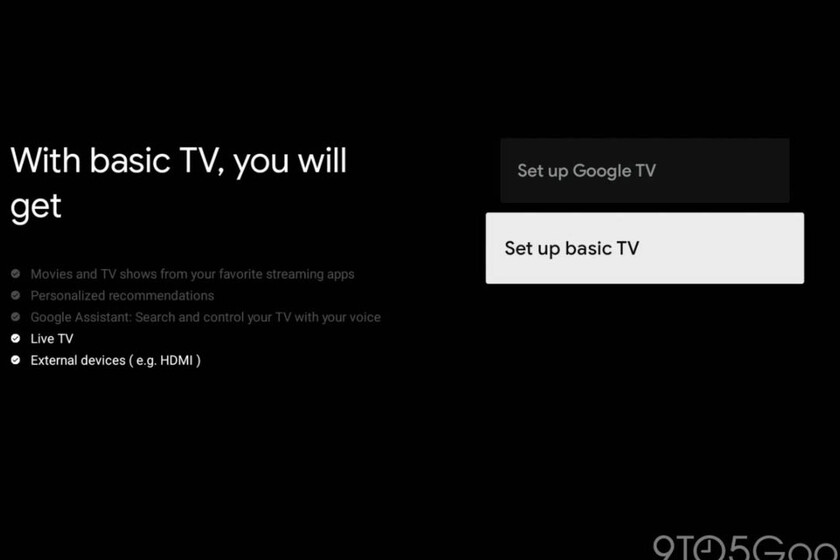 Google TV permitirá elegir el modo Basic TV al configurar el televisor