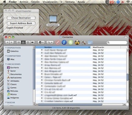 VCard Exporter, de la Agenda de OS X a varios archivos VCF