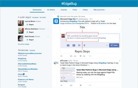 Microsoft crea un sistema para reportar bugs de Edge a través de Twitter