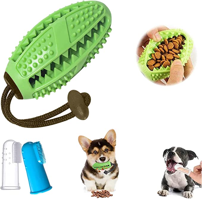 Juguete Masticable para Perros, 1 Articulo Juguete Mordedor para Mascotas, Pelota de Limpieza de Juguete Molar para Mascotas, con Cepillos de Dientes de 2 Dedos, para Cachorros, Gatitos(Verde)