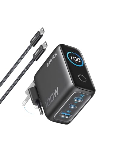 Anker Cargador Carga Rapida USB C 100W con 3 Puertos GAN