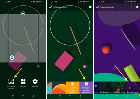 Nova Launcher でアニメーション背景を選択するプロセス