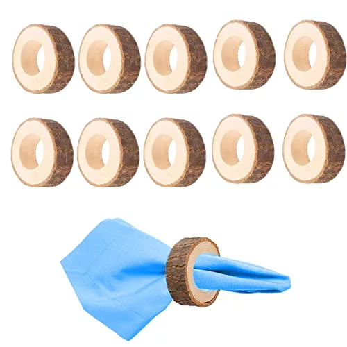 10 Piezas Hebillas de servilleteros, Servilletero de Madera, para Fiestas de Comida navideña, Accesorios de decoración de Mesa para el Hogar Todos los días