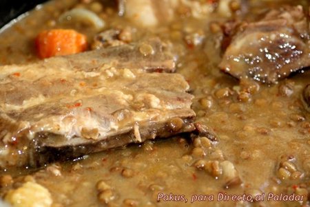Lentejas con costillas. Receta