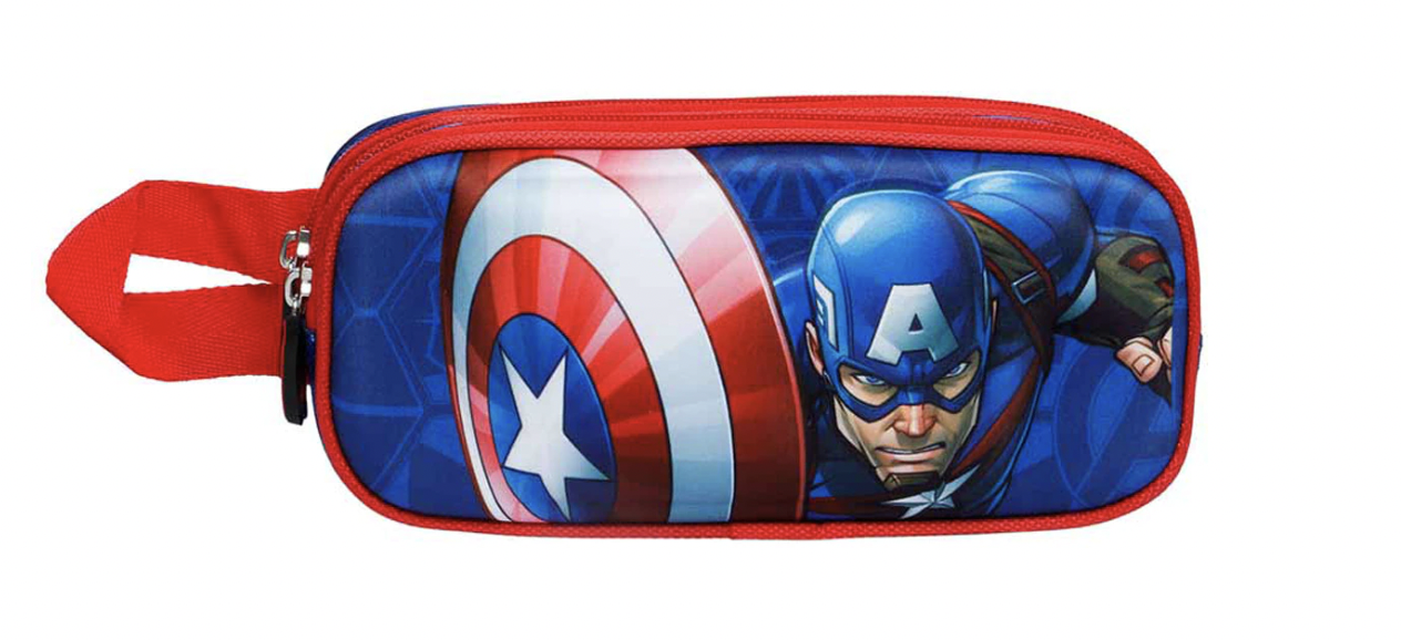 Estuche portatodo con doble compartimento con cremallera y forro interior. Diseño con relieve frontal.

Materiales: Interior poliéster, exterior 85% poliéster y 15% EVA.