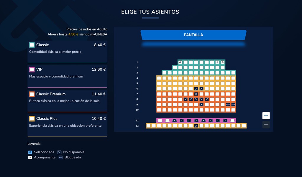 Cinesa pone a prueba un sistema de precios variables según la zona de la butaca. Desde la compañía consideran que es "una evolución que conecta el cine con el teatro o los conciertos"