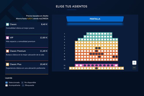 Cinesa pone a prueba un sistema de precios variables según la zona de la butaca. Desde la compañía consideran que es "una evolución que conecta el cine con el teatro o los conciertos" 