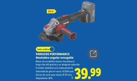 Amoladora Angular Recargable 20v Parkside Lidl