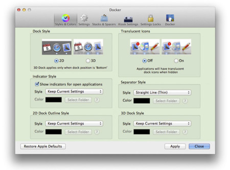 Modifica el aspecto del Dock en OS X Lion con Docker