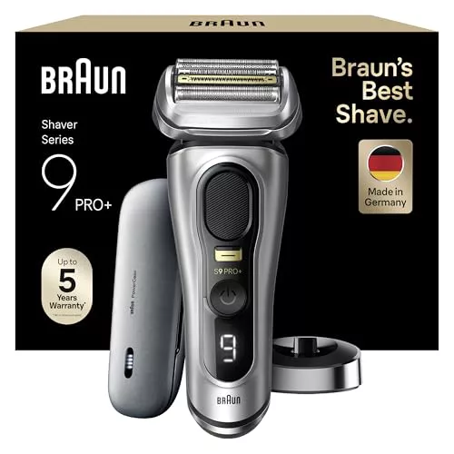 Braun Series 9 Pro+ Afeitadora Eléctrica Hombre, Máquina de Afeitar Barba, PowerCase, En Seco Y En Mojado, 9527s, Plata
