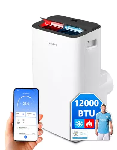 MIDEA Pingüino Aire Acondicionado Portátil Frío y Calor 3000 Frigorías / 12000 BTU - Climatizador silencioso con bomba calor 3500 W Air conditioner 4 modalidades con kit de ventana y control remoto