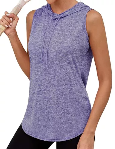 Gyabnw Camiseta Deportiva Sin Mangas para Mujer con Capucha 
