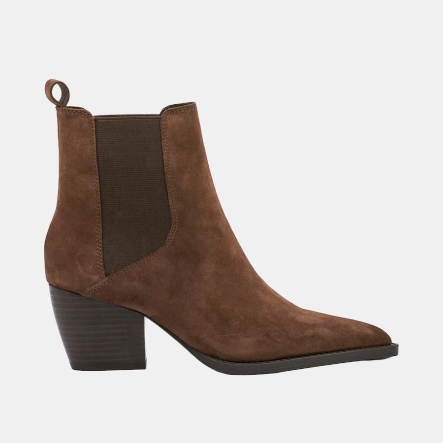 Botines para Mujer cowboy de piel con tacón de 5 cm - Another Trend - Marrón topo


