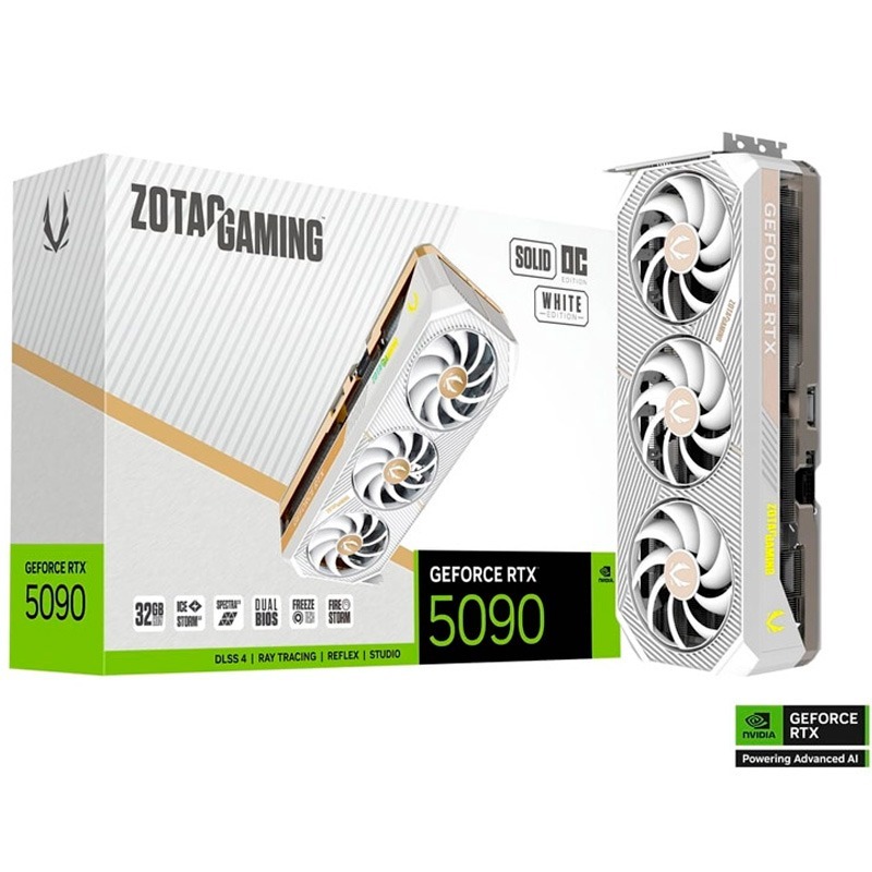 Tarjeta Gráfica Zotac Gaming GeForce RTX 5090 SOLID OC White Edition 32GB GDDR7 DLSS4