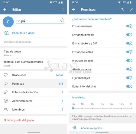 Permisos Grupo Telegram