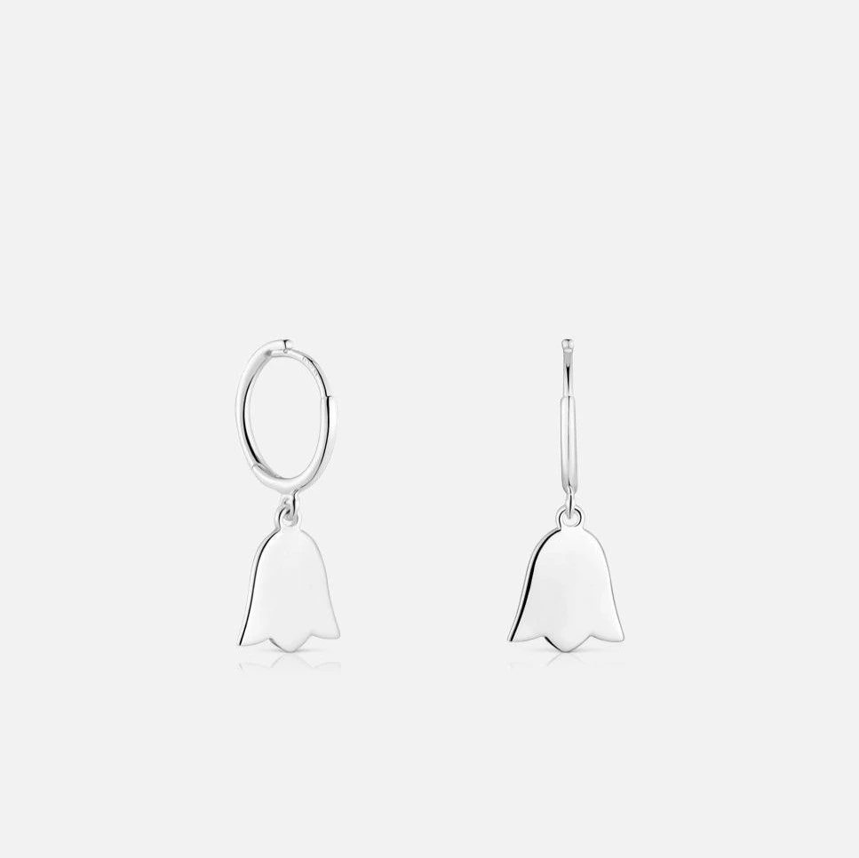 Pendientes de aro motivos motivo tulipán de plata Plateado Tous

