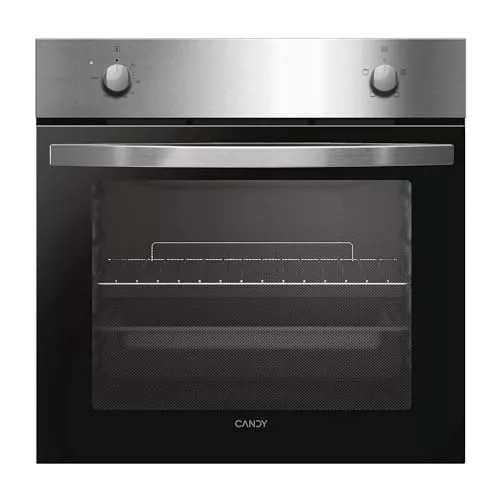 Candy Idea FIDCP X200, Horno Estático, 70L, 2400W, 1 Bandeja y 1 Rejilla, Limpieza Aquactiva, 4 Funciones, 2 Mandos Mecánicos, Puerta Doble Cristal, Inox y Negro
