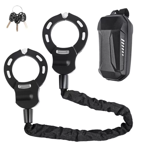 Candado Patinete Eléctrico, Candado de Seguridad para Bicicletas, Scooters, Motos y Carritos de Bebé - Resistente con Llave, Doble Anillo y Bolsa Impermeable